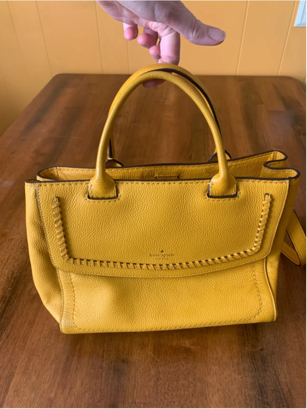 Kate Spade Margaux Saffron Yellow Satchel – Pebbled Leather Crossbody Tote
